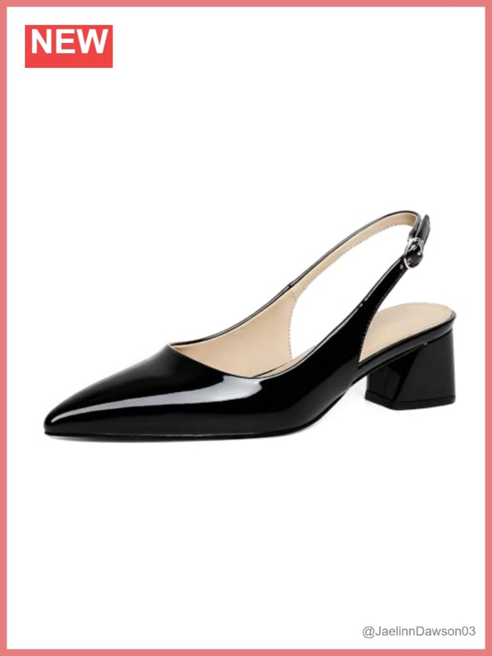 Women's Slingback Low Heel Pumps Pointed Toe Chunky Block Heel Dress Shoes 2